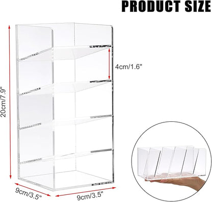 ELLDOO Rollerball Perfume Organizer, 5 Compartment Clear Acrylic Perfume Storage Holder Vintage Beauty Scent Holder, Makeup Lipgloss Lipstick Display Case