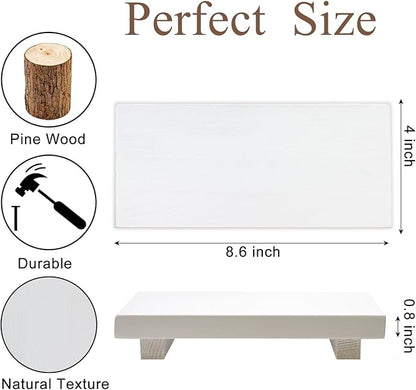White Wooden Bathroom Counter Tray Organizer Small Wood Risers Pedestal Stand Kitchen Soap Dish Dispenser Holder for Bathroom Counter Decor Farmhouse Bathroom Sink Accessories Modern Vanity Tray