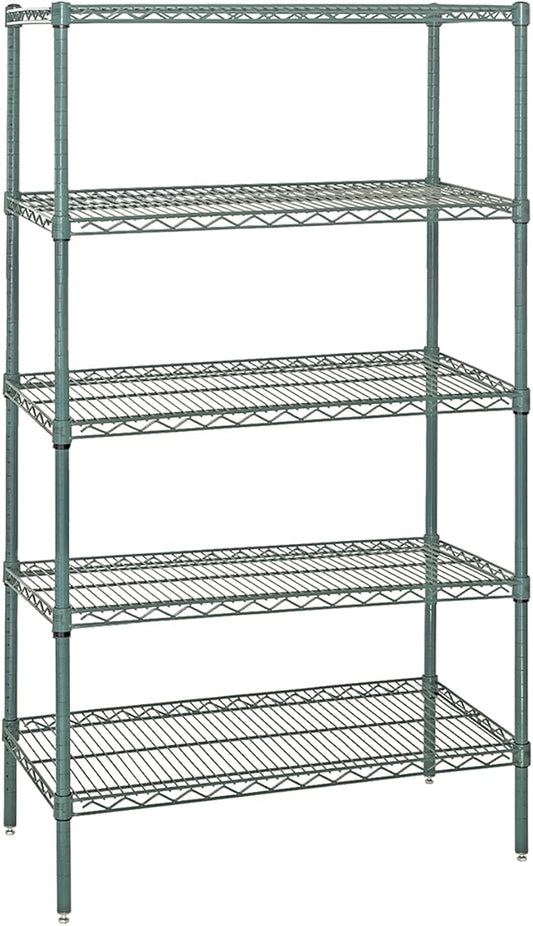Quantum Storage Systems WR74-1830P-5 Starter Kit Wire Shelves Green Epoxy 5 Shelves 74" H x 30" W x 18" D