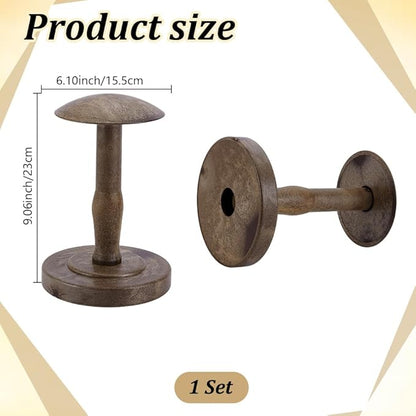 Cowboy Hat Stand Vintage Tabletop Hat Display Rack Rustic Helmet Stand Display for Caps Wigs Helmet Cap Organizer Jewelry Display Riser Decor for Home Desktop Shelf (Brown)