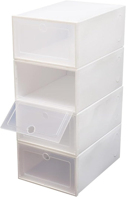 Futchoy 20/24pcs Shoe Storage Boxes 20/24pcs Shoe Box Set Foldable Storage Plastic Display Box for Magazines Books Shoes White (24)