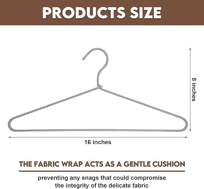 GlikCeil 15 Pcs Fabric Wrapped Metal Hangers Covered Wire Hanger Metal Coat Hangers Non Slip for Clothes Closet Clothing Suit Shirt Pant (Gray,Basic Style)