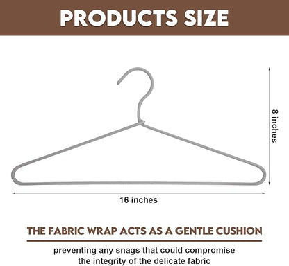 GlikCeil 15 Pcs Fabric Wrapped Metal Hangers Covered Wire Hanger Metal Coat Hangers Non Slip for Clothes Closet Clothing Suit Shirt Pant (Gray,Basic Style)