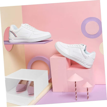 VALICLUD 6PCS Thickened Transparent Stackable Shoe Boxes Small White Plastic Shoe Storage Organizers with Clear Doors for Closet Entryway and Cabinet Use