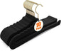 Flottian 10 Pack Velvet Pants Hangers - Open Ended Non-Slip Heavy Duty Closet Organizers with 360° Swivel Hook, Space-Saving Felt Hangers for Pants, Jeans, Dresses & Towels, Black