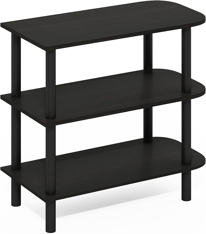 Furinno Turn-N-Tube Shoe Rack, 3-Tier Narrow Shoe Organizer, Shoe Rack Storage with Curved Freestanding Organizer, 11.7 x 23.6 x 21.9, for Closet Entryway, Office, Garage, Dark Espresso