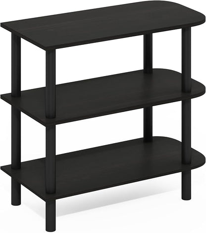 Furinno Turn-N-Tube Shoe Rack, 3-Tier Narrow Shoe Organizer, Shoe Rack Storage with Curved Freestanding Organizer, 11.7 x 23.6 x 21.9, for Closet Entryway, Office, Garage, Dark Espresso