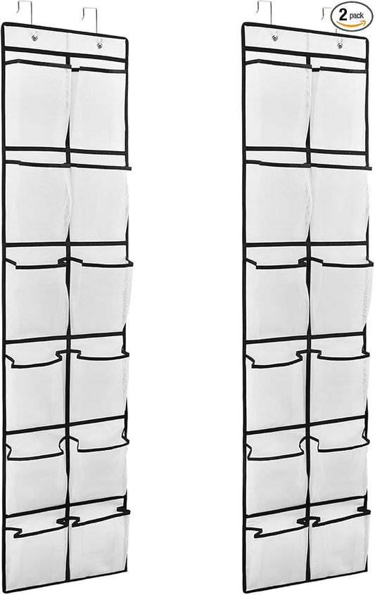 GOMAJI 2PK 12 Large Pockets Over Door Hanging Shoe Organizer