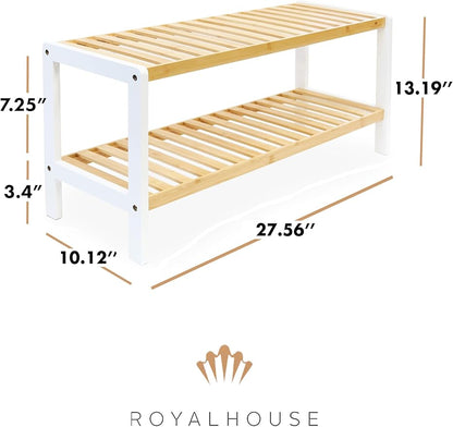 RoyalHouse Bamboo Shoe Rack, 2-Tier Shoe Organizer, Perfect Free Standing Shoe Rack for Living Room, Closet, Entryway, Bedroom