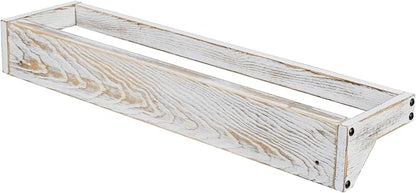 MyGift Set of 4 Shabby White Washed Solid Wood Hanging Shoe Storage Organizer Racks, Wall Mounted Space Saving Footwear Holder for Closet, Mudroom, Entryway, Holds 8 Pairs