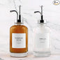 Glass Coffee Syrup Dispenser Bottles with 84 Labels (Set of 2), Coffee Pump Dispenser for Coffee Bar Accessories, 16.9 oz, Silver