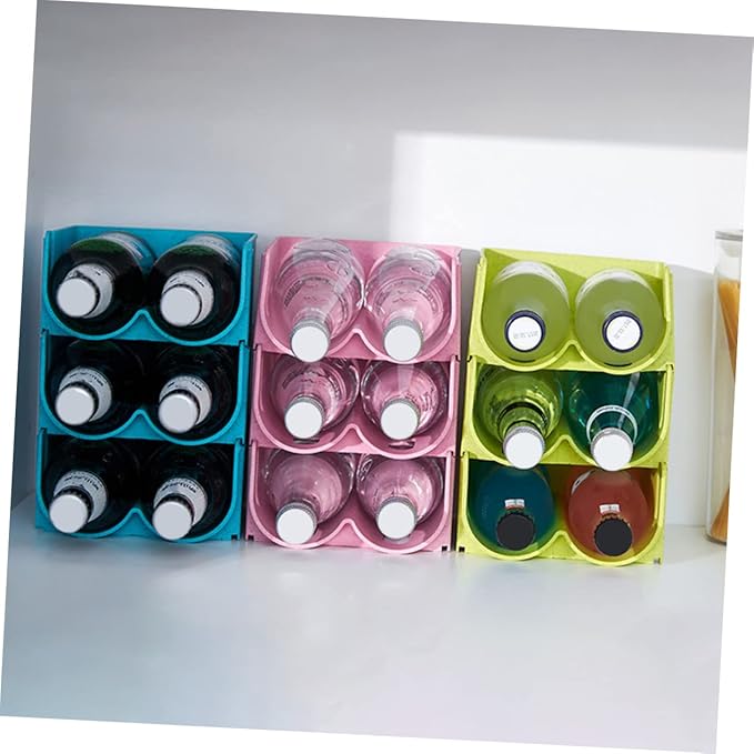 SOLUSTRE Stackable Beer and Soda Can Organizer Rack for Refrigerator 3-Piece Plastic Storage Stand Easy Access Beverage Dispenser for Home and Parties