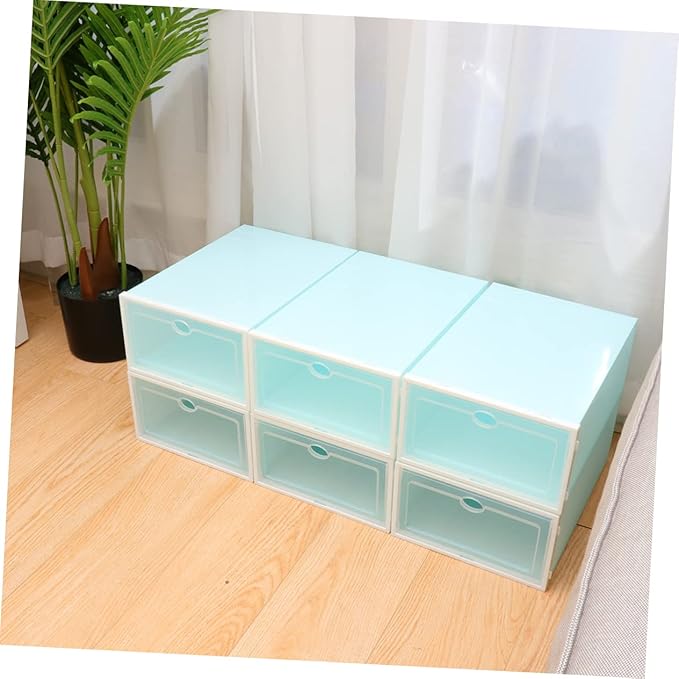 6pcs Stackable Shoes Storage Bins Shoe Boxes Lids Endurable Containers