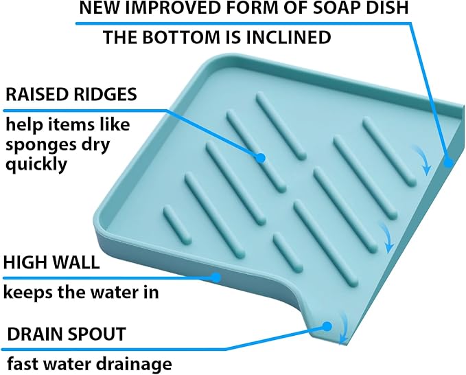 1 Pc Light Green Silicone Sponge Holder - Sink Tray for Soap and Sponge Organization