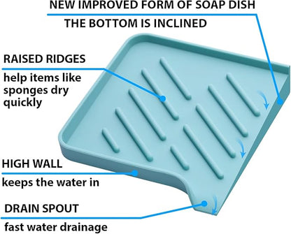 1 Pc Light Green Silicone Sponge Holder - Sink Tray for Soap and Sponge Organization