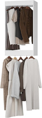 Double Hanging Closet Unit, Modular Closet System, Wood Closet System Organizer with Storage for Walk in Closets, Clothing Rack Wardrobe Closet for Hanging Clothes, Bedroom, White, 28.5" W