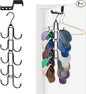 Hat Rack for Door, Collapsible Over The Door Hat Organizer with 10 Large Hooks, Holds 40 Baseball Caps, Rotatable Metal Space Saving Caps Hanger for Display and Storage, Black