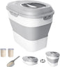 20-50 Lbs Food Storage Container With Wheel, Airtight Locking Lid, Collapsible Rice Container, Flour Storage With Small Container and Scoop, Suitable for Pet Food