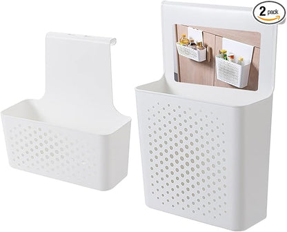 Kitchen cabinet door storage basket, no punching hook bracket hanging basket, 2pack