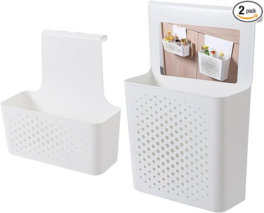 Kitchen cabinet door storage basket, no punching hook bracket hanging basket, 2pack