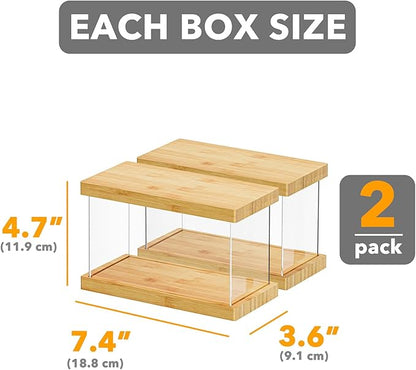 SpaceAid Bamboo Food Storage Container - Airtight Cereal Containers with Lids, Kitchen Cereal Canisters Pantry Organizers and Storage for Rice, Flour, Coffee, Snack, Extra Small 2 Pack