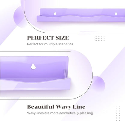 6 Pack Nail Polish Wall Mounted Shelf,15 Inch Nail Polish Floating Shelves for 66-90 Bottles Multi-Purpose,Ideal Gift, Great Display for Salons Retailers,Purple