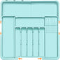 Homecor Silverware Organizer - Expandable Large Kitchen Drawer Organizer Utensil Organizer with 2 Knife Block Inserts, 22"x 19"Cutlery Tray with Drawer Dividers for Kitchen Flatware (Turquoise)