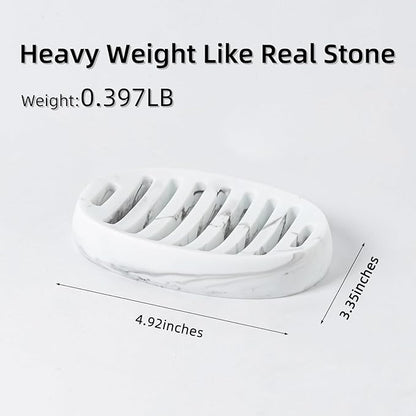 Soap Dish, Self Draining Bar Soap Holders, Oval Soap Saver Spone Holder Tray for Shower Bathroom Sink Countertop Kitchen Bathtub (White)