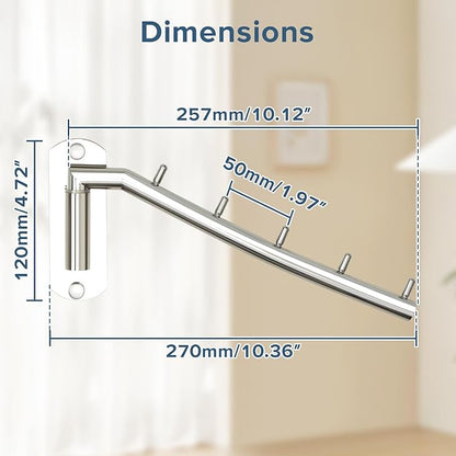 Alise Wall Mounted Drying Rack,Swivel Clothes Drying Rack Stainless Steel,Space Saving Clothes Hanger Rack,Heavty Duty Clothes Wall Drying Rack for Laundry Closet Bathroom,Polished Chrome,2 Pack