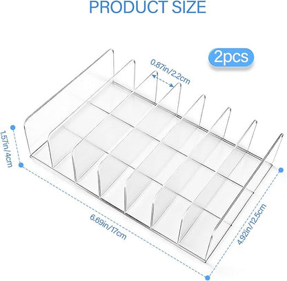2 Pack Acrylic Makeup Eyeshadow Palette Organizer, 7-Slot Clear Cosmetic Display Case, Cosmetic Display Storage Holder Fit Eyeshadow Palette, CD, Phone Case, Facial Mask, Clear Cosmetic Organizer