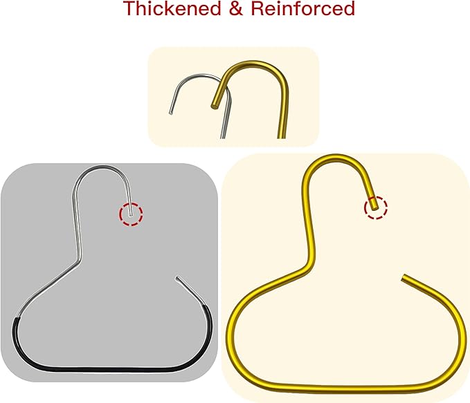 2 Pack Hat Hangers for Closet, Metal S Shaped Hooks Organizer for Baseball Caps, Scarves, Belts & Bras, Heavy Duty Storage Holder with Gold Finish