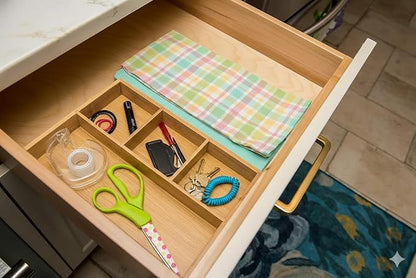 Lipper International 824, Bamboo Wood 4-Compartment Organizer Tray, 11 5/8" x 7 7/8" x 1 3/4"