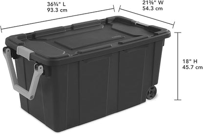 Extra Large Storage Bin, 40 Gallon Wheeled Plastic Storage Container with Handle,Pack of 2 (Gray)