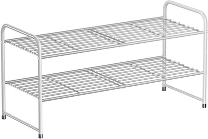 SUFAUY 2-Tier 33" Wide Shoe Rack, Closet Metal Wire, Stackable, Gray