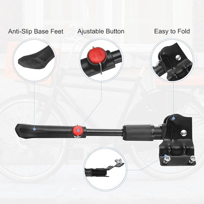 HARFINGTON Back Bike Kickstand Carbon Steel Adjustment Bicycle Single-Side Kick Stand Rear Mount Bikes Support Racks for 20-27 Inch Wheel, Black