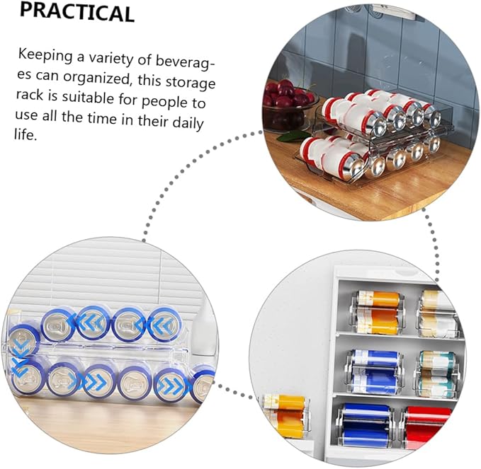 Zerodeko Double Can Dispenser for Beverages Transparent Soda Organizer for Fridge and Pantry Storage for Cans of Soda Beer and More Space-saving Design for Home and Rvs