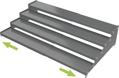 Jojocross Expandable 4-Tier Step Spice Rack Organizer for Kitchen Cabinet Modern Design and Non Skid Space Saving Storage Shelf for Countertop Cabinets Pantry (1Pack/Gun-Grey)