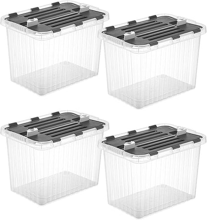 Superio Storage Bins with Lids, Clear Plastic Containers for Organizing, Stackable Totes, BPA Free, Odor Free, Organizer Boxes for Home, and Dorm, 53 Quart (4 Pack, 20.25"x14"x14.6")