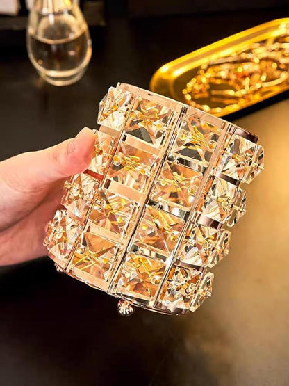 Golden Crystal Makeup Brushes Holder Organizer for Cosmetics Comb Brushes, Eyebrow Pen Pencil Storage Case Container, Golden