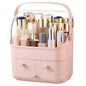 HBlife Makeup Organizer, Waterproof & Dustproof Cosmetic Storage, Fully Open Lid Makeup Display Box, Skincare Organizer for Bathroom Countertop Vanity, Pink