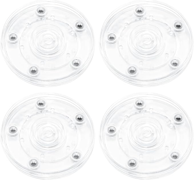 4 Pcs Clear 3 inch Acrylic Lazy Susan Rotating Turntable Organizer Bearings - Round Swivel Plate for Spice Rack, Table, Cake, Kitchen Pantry