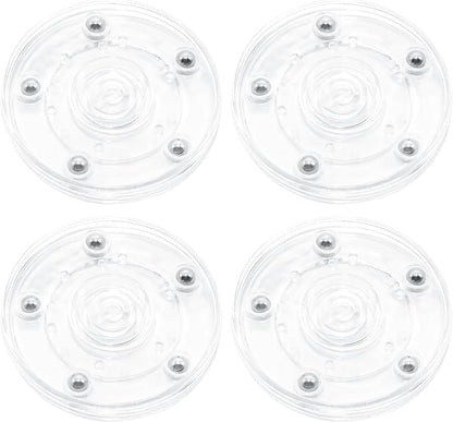 4 Pcs Clear 3 inch Acrylic Lazy Susan Rotating Turntable Organizer Bearings - Round Swivel Plate for Spice Rack, Table, Cake, Kitchen Pantry
