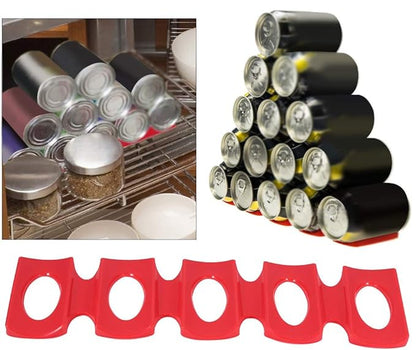 Tyenaza Red Silicone Fridge Can Rack, Beer Wine Bottle Holder Mat Stacking Tidy Tool Kitchen Gadgets