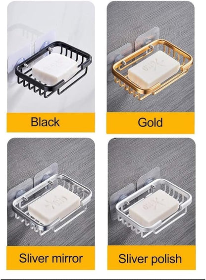 Gold Bar Soap Holder for Shower Wall,Stainless Steel Adhesive Soap Dish for Bathroom,Drill Free Soap Holder Storage Rack Soap Dishes Holders and Dispensers Bathroom Accessories