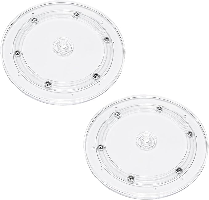 2 Pcs Clear 7 inch Acrylic Lazy Susan Rotating Turntable Organizer Bearings - Round Swivel Plate for Spice Rack, Table, Cake, Kitchen Pantry