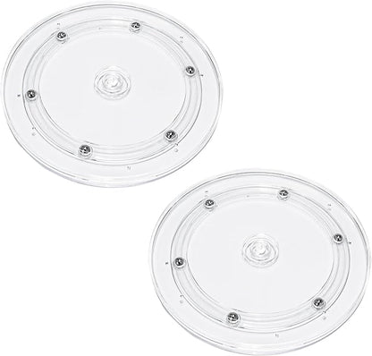 2 Pcs Clear 7 inch Acrylic Lazy Susan Rotating Turntable Organizer Bearings - Round Swivel Plate for Spice Rack, Table, Cake, Kitchen Pantry