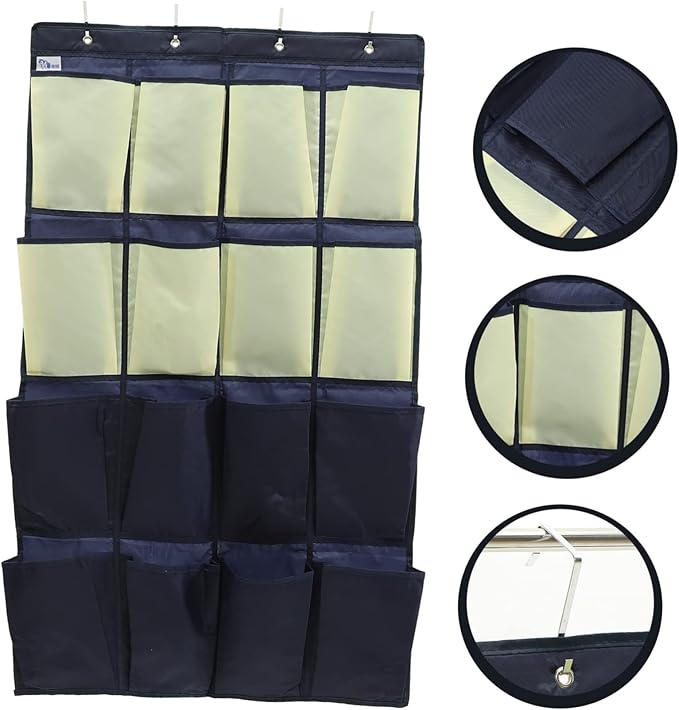 Door Shoe Organizer Closet Hanging Bag for Shoes Oxford Cloth Compartment Storage Pouch Rustic Modern Style