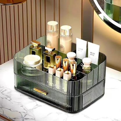Makeup Organizer with Stackable Drawers, Bathroom Vanity Organizers and Storage, Ideal for Desk and Dresser Countertops, Great for Cosmetics, Skincare, Lipsticks, Nail Care - Green