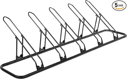 CyclingDeal Bicycle Floor Parking Rack Stand - for Mountain MTB Road Bike - Indoor Home Garage Storage - Adjustable 5 Bikes