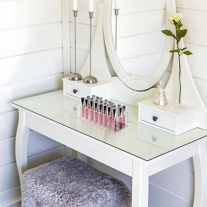 FOMIYES 24-slot Lipstick Holder - Clear Acrylic Makeup Organizer for Countertop, Vanity and Bathroom, Display Rack for Lipsticks Lip Glosses